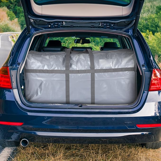 4 Pcs 66 Gallon Extra Large Moving Bags Heavy Duty Storage Bag with Strong Zipper Handle Foldable XXL Jumbo Storage Tote Packing Moving Box for College Dorm Travel Cloth Duffle (Silver)