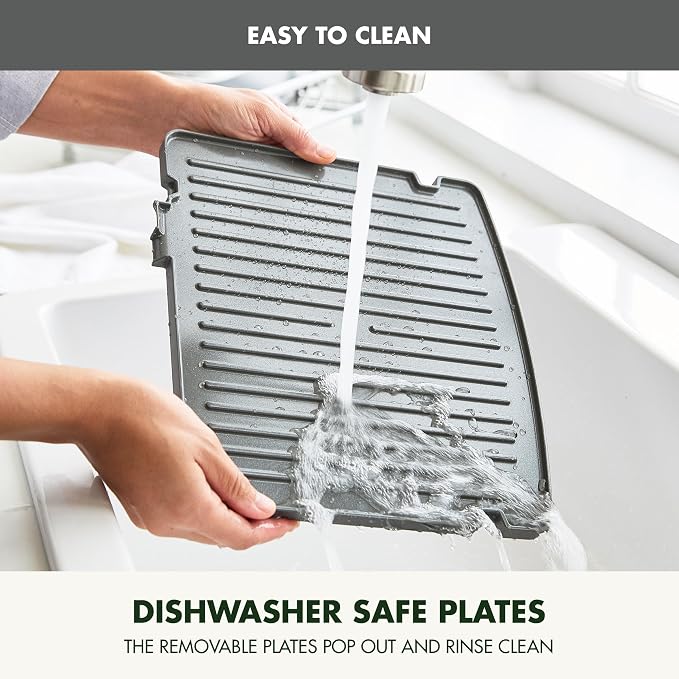GreenPan Elite 6-in-1 Multi-Function Contact Grill & Griddle, Healthy Ceramic Nonstick Reversible Plates, Adjustable Shade & Shear, Closed Press/Open Flat Surface, PFAS-Free, Graphite