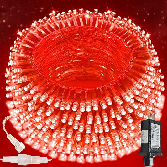 Connectable 200 LED String Lights Indoor Outdoor, 66FT Red Christmas Lights Waterproof, 13 Modes with Timer, Twinkle Fairy Lights Plug in Clear Wire for Christmas Tree, Bedroom, Halloween Decor