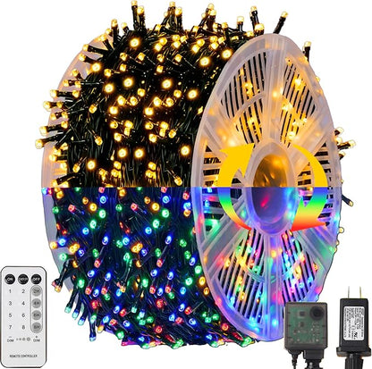 TW SHINE Color Changing Christmas Lights, 328FT 1000LED Warm White & Multi Color Waterproof String Lights with 11 Functions, Remote Christmas Decorations for Indoor Outdoor Party Wedding Garden Decor