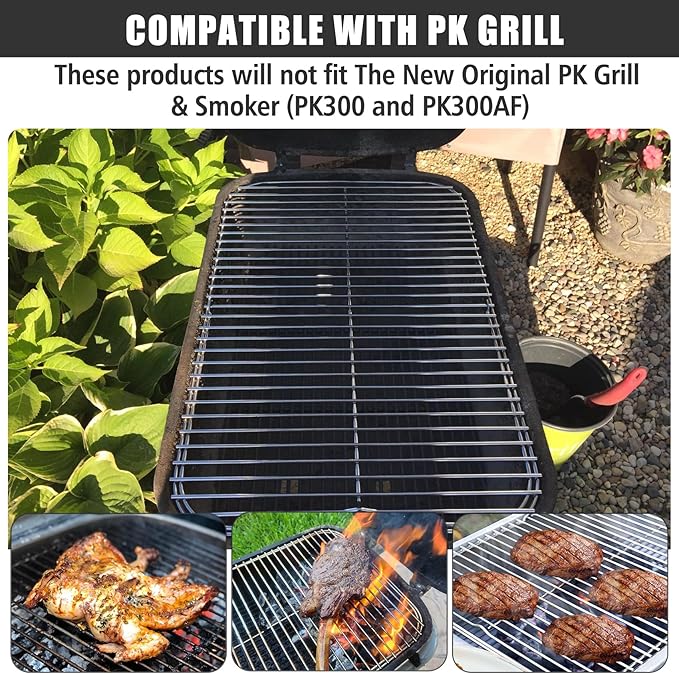 SafBbcue Cooking Grid for PK Barbecue Grills Hinged Grid Grate for PK 99010 Grills Replacement for Series 300, 3714, 3611 Smoker Stainless Steel, Compatible with PK Grill Pre-1997 Models