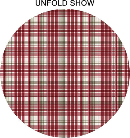 Sweetshow Xmas Checkered Table Cloth Round 70 Inch Polyester Table Cover | Red Green Buffalo Plaid Table Cloth Round Winter Xmas Tablecloth Washable Stain and Wrinkle Table Cover for Dining Picnic
