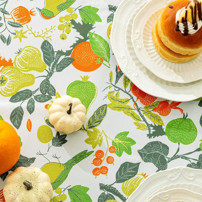 UMINEUX 60" Outdoor Round Tablecloth with Umbrella Hole and Zipper | Waterproof Round Patio Table Cover for Picnic/BBQ/Garden, Pomegranate Blossom