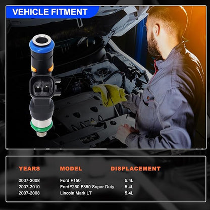 HiSport Fuel Injector 1PC Replacement For Ford F150 2007-2008, F250 F350 Super Duty 5.4L 2007-2010,Compatible with Lincoln Mark LT 2007-2008 Replace 62402 7C3Z9F593A 0280158138