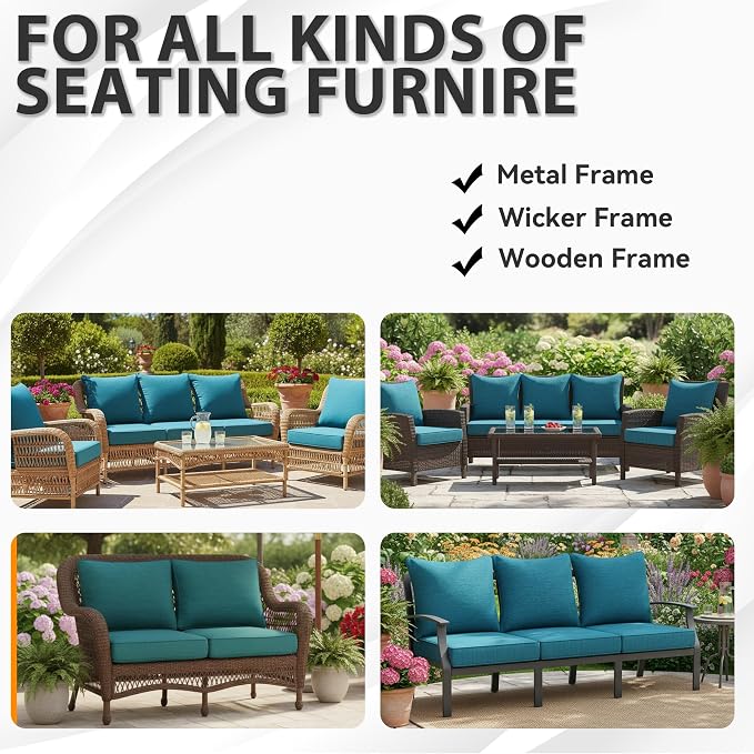 Deep Seat Patio Cushions Set 19 x 19 Inch,Olefin Fabric Outdoor Seat Cushion,Patio Furniture Cushions with Removable Cover,Rain-Proof and Fade Resistant Deep Seat Bottom & Back Cushion,1set
