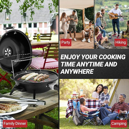 ROVSUN 1600W Vertical Electric Grill with Lid, Red 304 Stainless Steel Grill w/Detachable Pull-out Drip Tray, Double Layer Design, Portable & Removable, for Indoor and Outdoor Use (Black Tabletop)