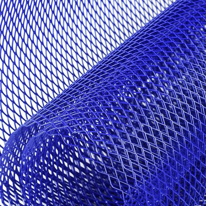 AggAuto Universal 40"x13" Car Grill Mesh 6x12mm Rhombic Hole Blue | Aluminum Alloy Automotive Grille Insert Bumper, One of the Most Multifunctional Shape Grids 100x33cm