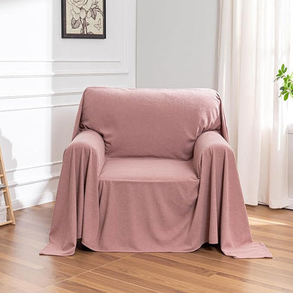 MEETSKY Chair Cover Cat Scratch Proof Recliner Chair Covers, Oversized Armchair Sofa Covers Washable Sofa Slipcover for Single Couch, Soft Small Couch Slipcover for Pets Dogs, 71" x 91", Pink