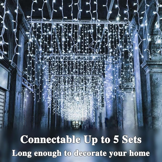 66 FT 200 LED Christmas String Lights Outdoor/Indoor, Extendable Twinkle Fairy Lights Waterproof Clear Wire with 13 Modes for Garden Bedroom Patio Christmas Tree Decorations (Cool White)