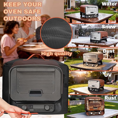 CROTIRAD Waterproof Dust Cover for Ninja Pizza Oven OO100 Series, Accessories for Ninja Woodfire Outdoor Pizza Oven with Drawstrings, UV-Resistant, Elastic Band, Hang Strap, Black