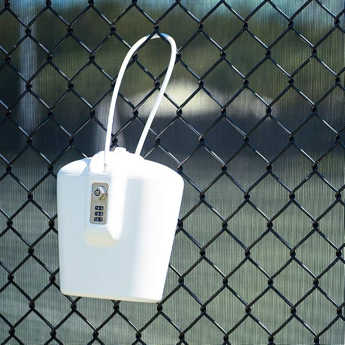 SAFEGO Portable Indoor/Outdoor Lock Box Safe with Key and Combination Access (White)