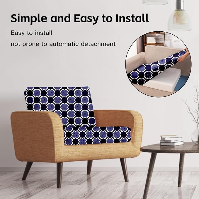 8Pcs Patio Cushion Covers, Outdoor Stretch Cushion Covers, Washable | Stretch Fit, Replacement, Washable and Reusable Furniture Protectors, Fits most patio furniture cushion covers, Cover Only
