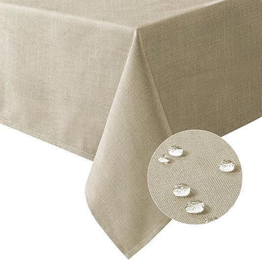 H.VERSAILTEX Linen Textured Table Cloths 60 x 60 Inch Premium Solid Tablecloth Spill-Proof Waterproof Table Cover for Dining Buffet Feature Extra Soft and Thick Fabric Wrinkle Free, Taupe