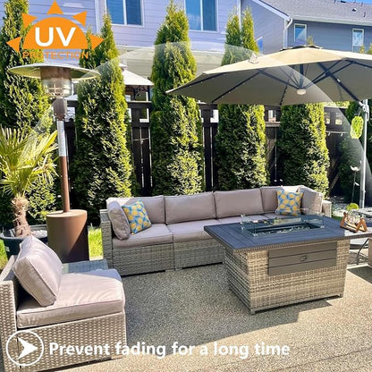 Outdoor Cushion Covers Replacement 14 Pcs, Tan | Patio Cushion Covers Fit for 7Pieces 6-Seater Wicker Rattan Sectional Couch Sofa, Outdoor Cushion Slipcovers Set