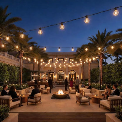 RTTY Outdoor String Lights 150 FT G40 LED Patio Light, Plug-in, 77 Plastic Edison Bulbs, Waterproof Connectable Hanging Globe Light for Cafe Bistro Backyard Porch Balcony Decor, 2700K Warm White