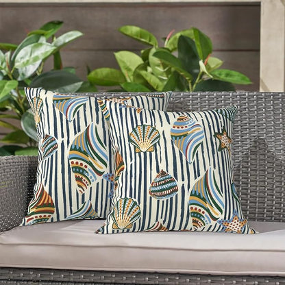 LVTXIII 2 Pack Outdoor Throw Pillow Covers for Patio Furniture, 16x16 Inch Square Pillow Case, Water-Repellent Cushion Covers for Garden, Porch, Sofa, Cabana Shells