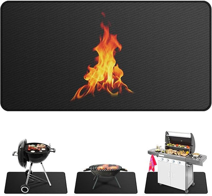 M METERXITY Under Grill Mat for Outdoor Grill, 91x47 Inch/ 230x120cm Rectangle Fireproof Fireplace Pad for Indoor Fire Pit, Oil-Proof Waterproof Decks & Patio BBQ Protector Mat