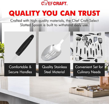 Chef Craft Select Slotted Spoon, 12.75 inch, Stainless Steel