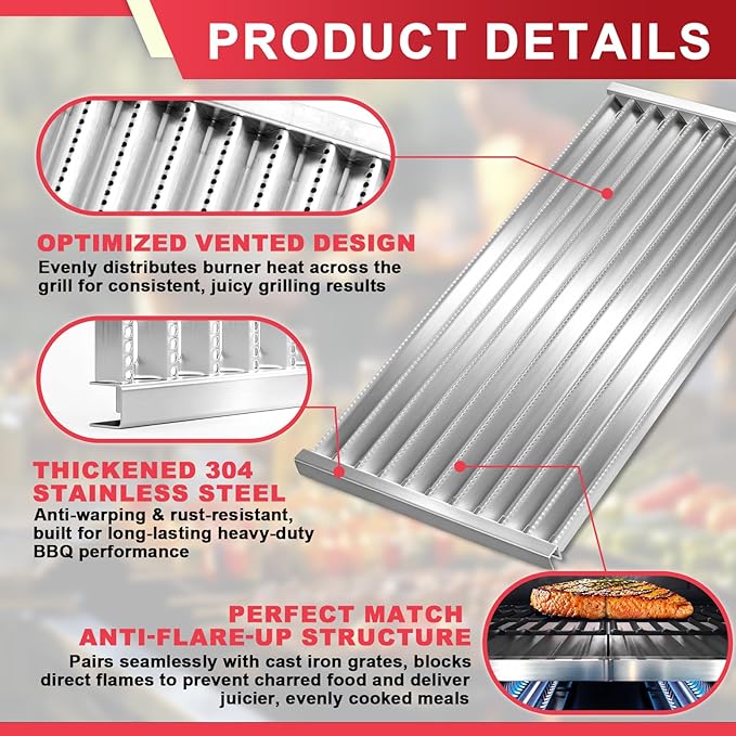 DcYourHome Stainless Steel Emitter Plates Replacement for Charbroil Commercial Tru-Infrared 463241013 463268008 463247009 463246909 463243911 463241313 463241314 463247109 466241313 Grill Parts,3-Pack