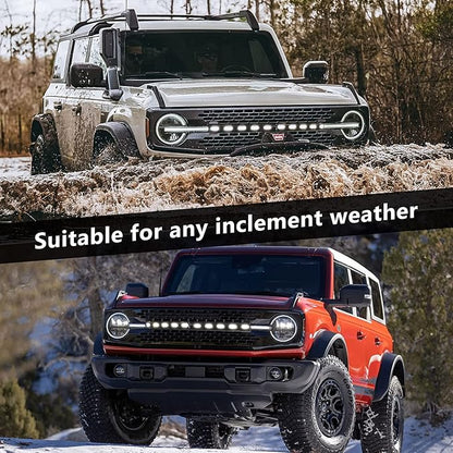 Grille Light Strip for Ford Bronco 2021 2022, Bronco Accessories, Hood Grille LED Dynamic Lights (Zebra Crossing Style)