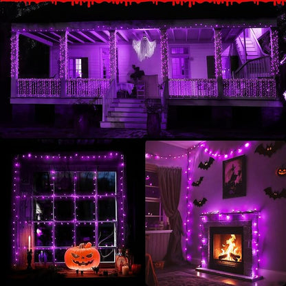 WBao Halloween Lights 500LED 174ft, Super Bright LED Halloween String Lights with UL Certified, 8 Lighting Modes, Timer, Memory & Waterproof for Indoor Outdoor Holiday Party Decorations, Purple