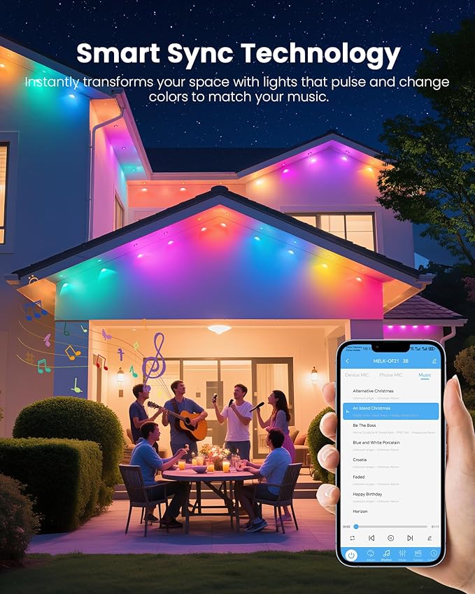 150FT Permanent Outdoor Lights for House, 24V RGB+IC Smart Outside Lights with 221 Modes, App & Remote Control, IP68 Waterproof, Year-Round Roof & Eaves Lighting for Christmas, Holidays (150FT)