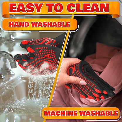 Aramid Heat Gloves for Grilling - Heat Resistant Gloves for Cooking, Men L–XL (9–10″), Women XL (10–11″), Withstands 1472°F (6 Sec), Grill Mitts with Dual-Layer Protection - for Indoor & Outdoor Use
