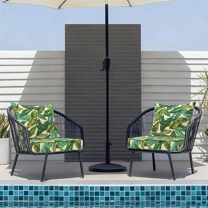 DYTXIII Outdoor Deep Seat Cushion Set, Water Repellent 22"x22" Patio Thick Cushions Replacement with Seat & Back Pillow for Patio Sofa, Wicker Chair, Couch - Lush Leaf Jungle