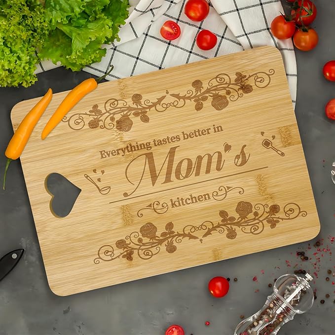 Gifts for Mom from Daughter Son, Mom's Birthday Gift, 12x8.6 Inch Bamboo Cutting Board, Mathers Day Christmas Gifts for Mama,Grandma