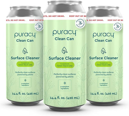 Puracy All Purpose Cleaner Clean Can – Plant-Powered Multi-Surface Cleaner - Surface Cleaner Solution As Seen on TikTok (Green Tea + Lime, 14.4 fl oz, 3 Pack)