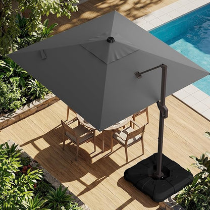 10x10FT Cantilever Outdoor Umbrella, 360° Rotating Large Offset Square Patio Umbrella, Ideal for Garden Backyard Deck Courtyard, Grey