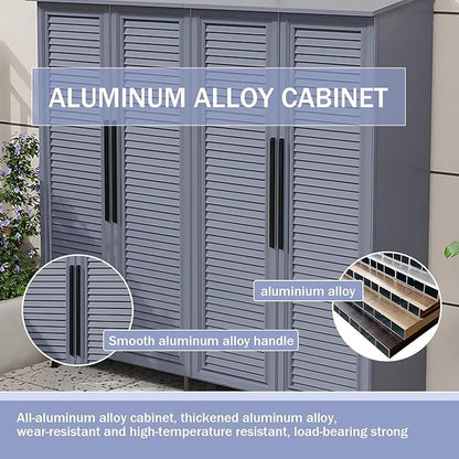 Outdoor Kitchen Cabinet - Cabinet with Countertop Includes Modern Grey Design,Durable Outdoor Storage Unit Includes Vertical Handle & Line Design(72.44IN)