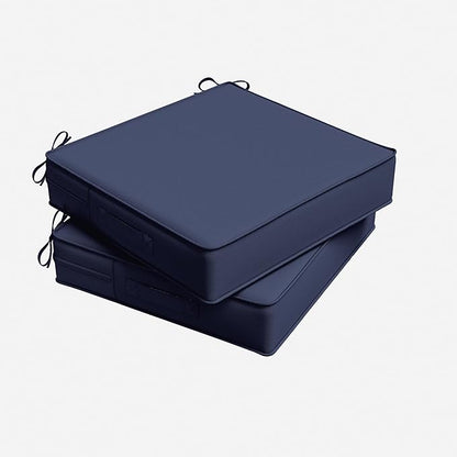 Outdoor Chair Cushion 18.5 x 16 x 4 Inches Patio Furniture Outdoor Waterproof Seat Cushion, Patio Chair Cushion with Handles and Ties, Square Dining Chair Cushion Set of 2, Navy Blue