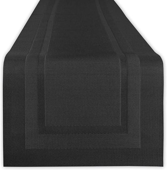 DII PVC Tabletop Collection Woven Indoor/Outdoor, Table Runner, 14x72, Black