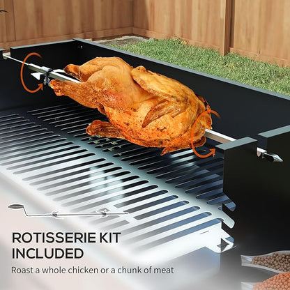Heavy-Duty Strong Premium BBQ Rotisserie Charcoal Grill with 3Level Multi-Functional Storage Shelves Stainless Steel Construction