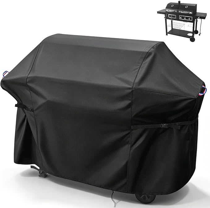 65 Inch Grill Cover for Expert Grill 3 Burner Gas & Charcoal Combo BBQ Grill, Outdoor Waterproof Cover for BBQ Propane Griddle with Side Table, Weather Protection Accessory- 65x30x50 in