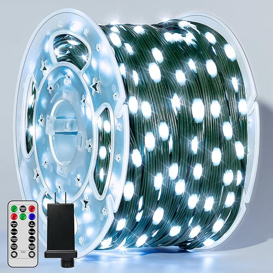 BrightChristmas Christmas Lights 1200 LED 394 FT, Waterproof Outdoor String Lights with Remote and Timer, Christmas Tree Lights with 8 Modes Dimmable, Fairy Lights for Holiday Decor (Cool White)