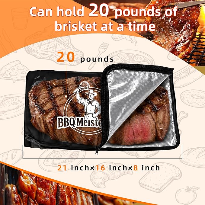 BBQ Meat Blanket Resting Brisket Bag Rugged 600D Oxford Leakproof Heat Pressed, Father's Day Birthday Wedding Gifts for Men Dad Husband Smoker&Grilling Accessories Backyard Camping Party(21")