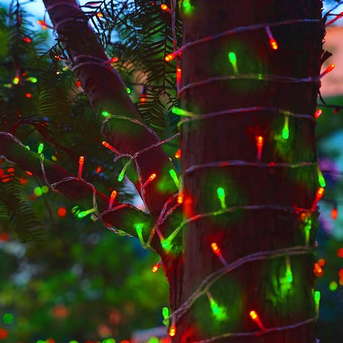 LJLNION 300 LED Christmas Lights, Extra Long 98.5FT Xmas String Lights Outdoor Indoor, 8 Lighting Modes, Plug in Waterproof Fairy Lights for Wedding Party Bedroom Decorations (Red & Green)