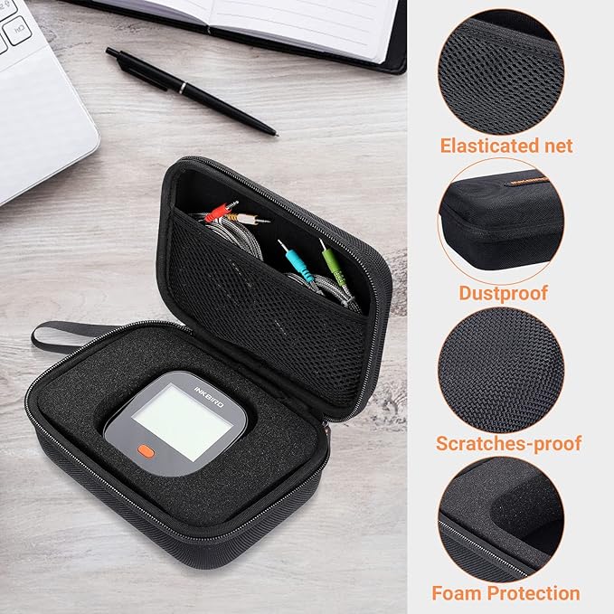 Inkbird Thermometer Carrying Case for IBT-4XS,IBT-4XC,IBBQ-4T,Hard EVA Protective Case for ThermoPro/Soraken/Weber Thermometer,Small Electronics Organizer for Anker/RAVPower Power Bank,6.7*4.7*3 Inch