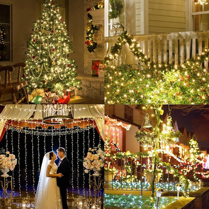Clear Christmas Lights 50FT 200 Incandescent Bulbs Warm White Mini Lights with Green Wire for Christmas Tree, Garland, Thanksgiving, Wedding, Party, Home, Indoor & Outdoor Festival Decoration