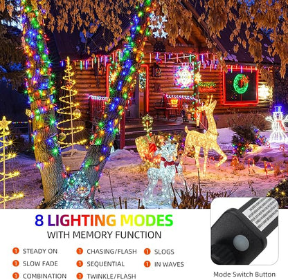 MZD8391 170FT 500 LED Christmas Lights Outdoor Indoor, Christmas Tree Light | Multicolor, 100% UL Listed, Waterproof, 8 Light Modes, Timer & Memory, End To End Connect, Christmas String Light Decoration