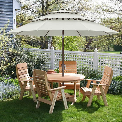 ABCCANOPY 11Ft 3 Tiers Market Umbrella, Outdoor Table Umbrella for for Patio, Deck, Backyard (Light Beige)