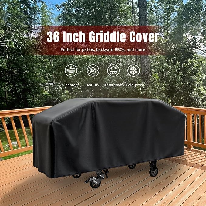 SHINESTAR Griddle Cover for Blackstone 36 Inch Griddle Without Hood, Heavy Duty Waterproof Flat Top Gas Grill Cover with Click-Close Straps, UV-Resistant BBQ Cover for More 4-Burner Griddle