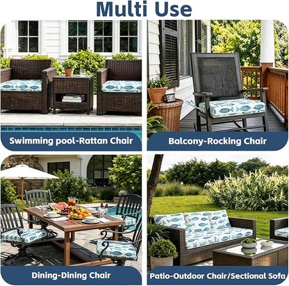 COZYVIDA Outdoor Chair Cushions Set of 4, 20"x20" Square Seat Pads with Tie Straps and YKK Zippers, 30D High-Density Foam, Water-Resistant Fabric,UV-Resistant 1000+ Hrs
