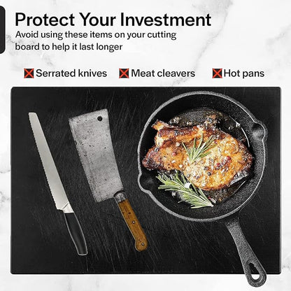 Thirteen Chefs 30x18 Extra Large Cutting Board for Fish, Meat, BBQ - 1/2 Inch Thick Black Plastic, Commercial Grade HDPP Poly with NSF Stamp, 10 pounds