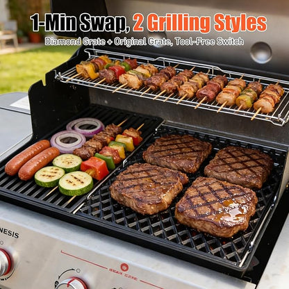 7670 Dual Sided Sear Grate for Weber Genesis 300 2022 SX-325S E-325S EX-325S, Genesis II 300/400 Series, Porcelain-Enameled Cast Iron Replacement Grate for Weber Crafted, Smokefire EX4/EX6 Grill