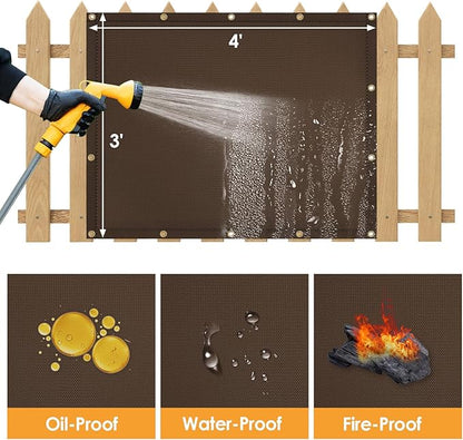 3'x4' Fireproof Heat Shield for Wall Behind Grill Protect Deck Fence from Grill Heat, Heat Shield Grill Mat, Stove Wall Protector Fridge, Grill Mat Accessories Compatible with Blackstone, Brown