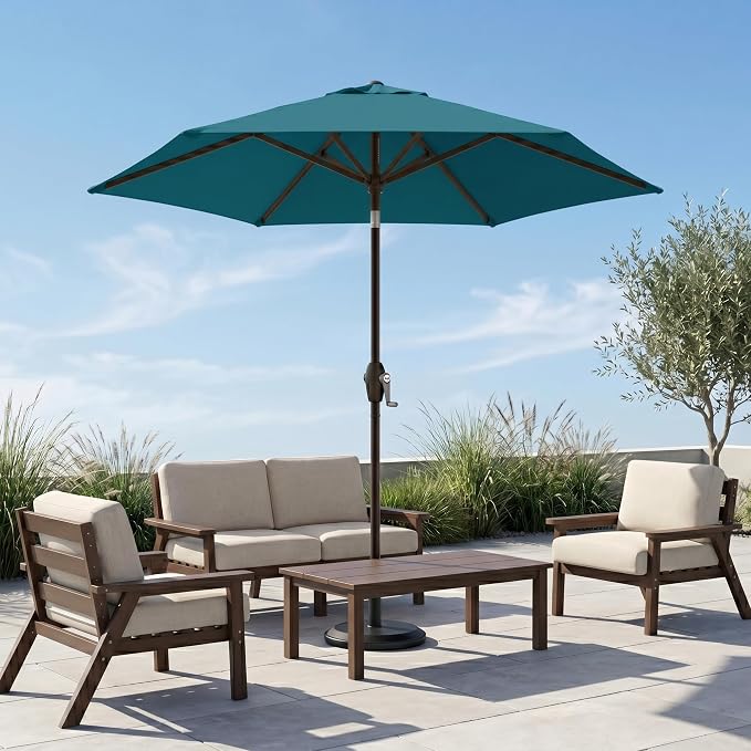 7.5ft Patio Umbrella, Outdoor Table Market Umbrella with Smooth Crank Lift, 6 Windproof Fiberglass Ribs, UPF50+ UV Protection for Deck, Pool, Garden and Backyard