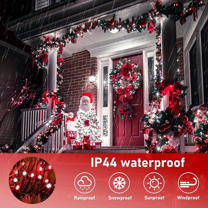 JMEXSUSS 200 LED Red and White Christmas Lights, 66ft String Lights Plug in | Connectable, 8 Modes, Green Wire Twinkle Christmas Lights for Tree Bedroom Mantel Fireplace Porch Yard Indoor Outdoor Decor